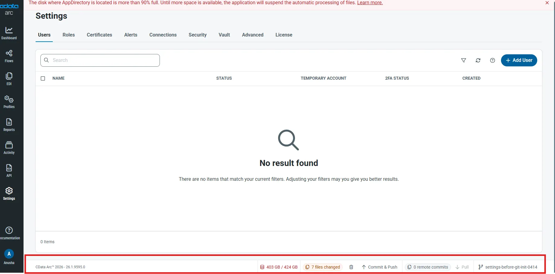 Using git with CData Arc