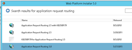 Installing ARR with the Web Platform Installer.