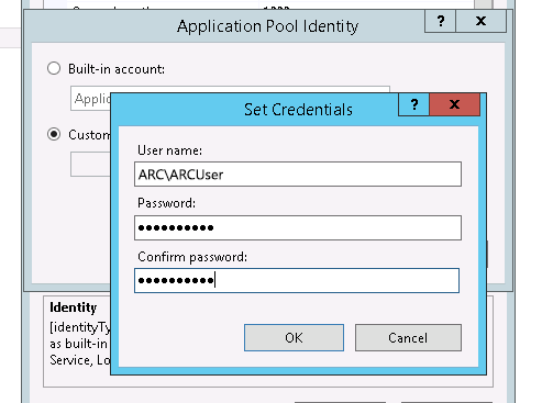 An application pool authenticated with a domain user.